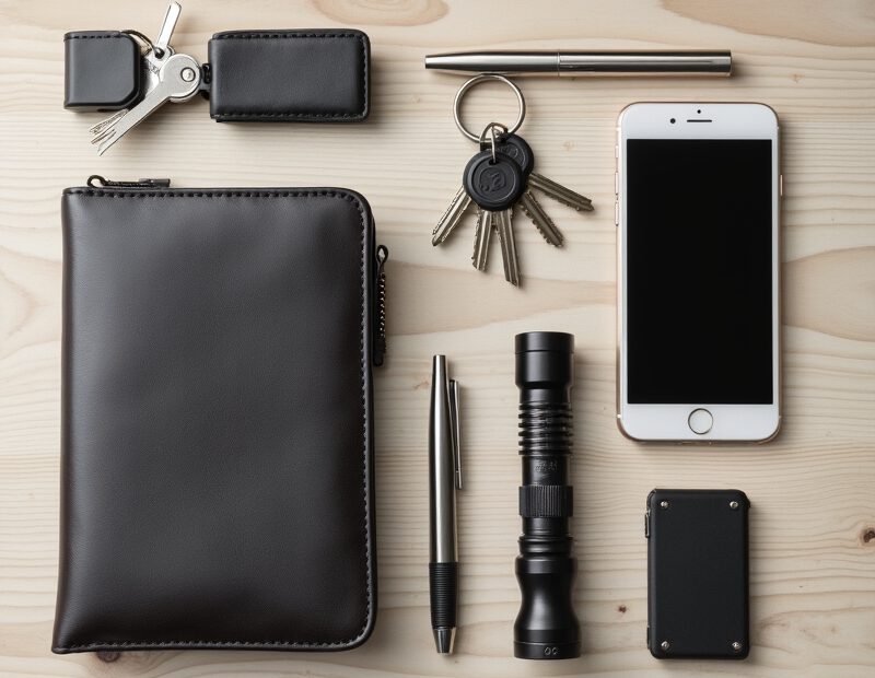 EDC för män: köpguide för smart vardag och jobb 1 Minimal EDC-uppsättning för män med plånbok, nycklar och penna