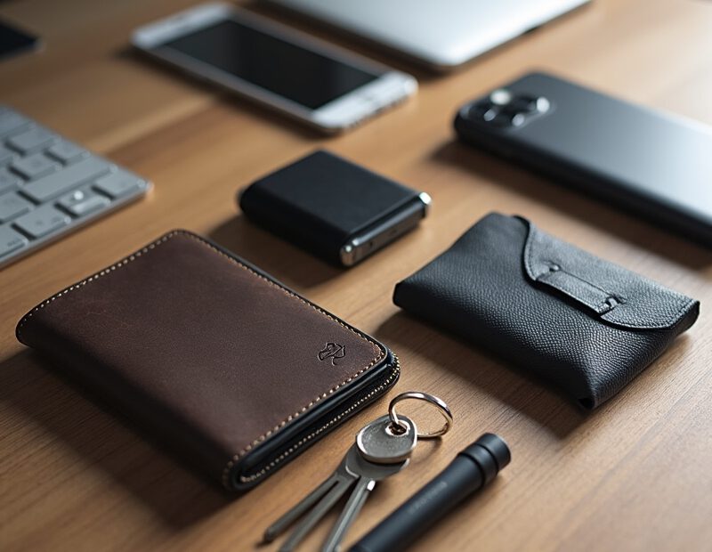 EDC för män: vanliga misstag vid köp och smarta val 1 EDC-prylar för män organiserade på bord med plånbok, nycklar och penna