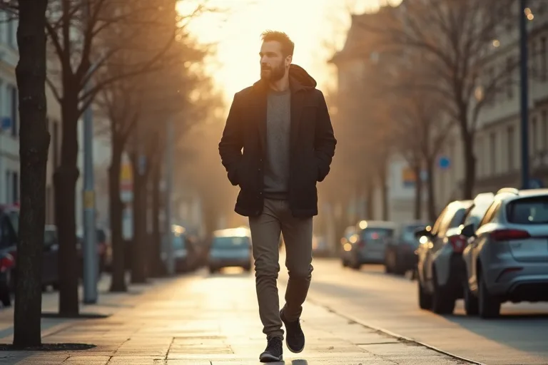 Praktiska saker som skor och träningsutrustning som stöd för en enkel promenadrutin