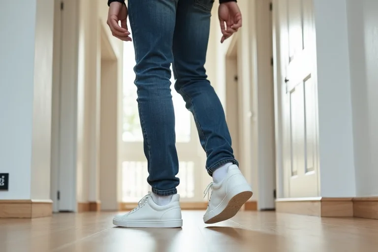 Vit sneaker som passar till vardagsstil med jeans och enkel överdel