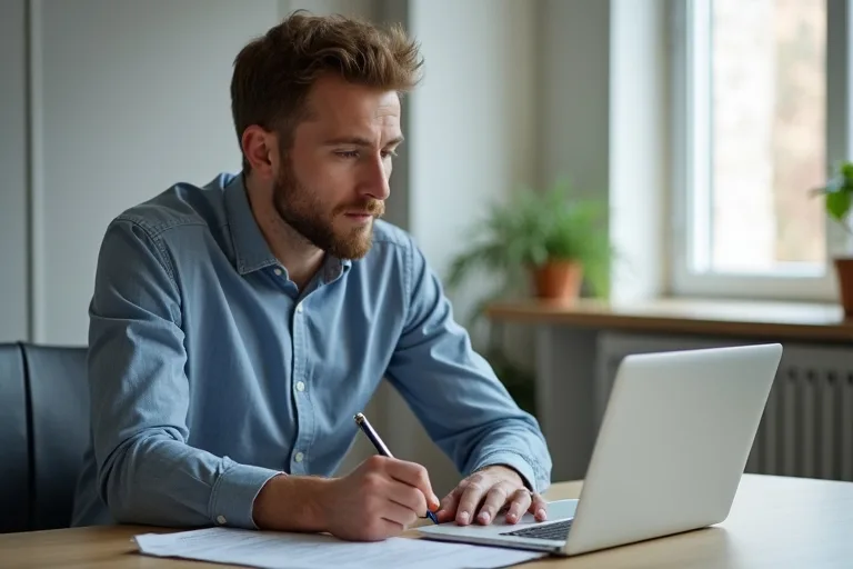 Sökande som granskar en jobbansökan och funderar på lönenivå