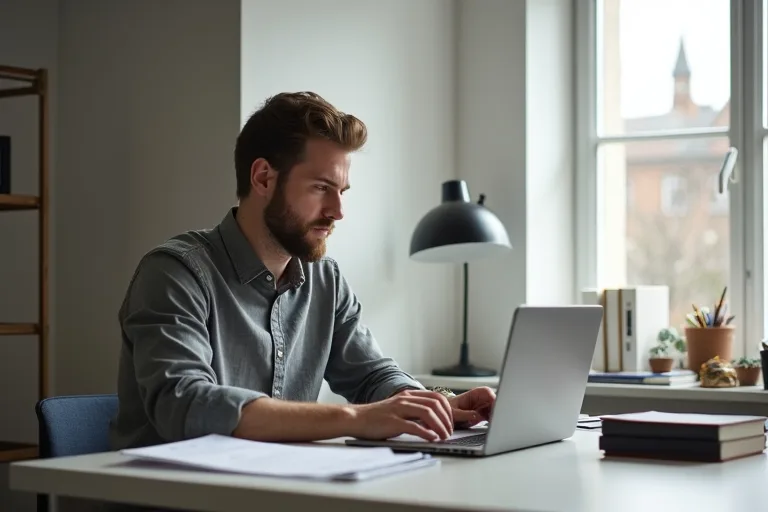 Jobbsökande man jämför lönenivåer för att hitta ett rimligt spann