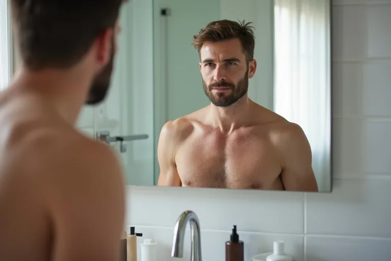 Efter rakning med enkel after shave balm för känslig hud