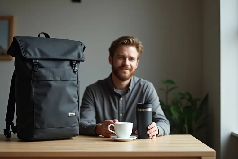 En enkel travel mug och vardagsprylar för kortare pendling