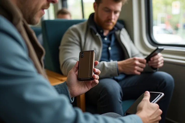 Närbild av en powerbank med laddkablar och flera anslutningar