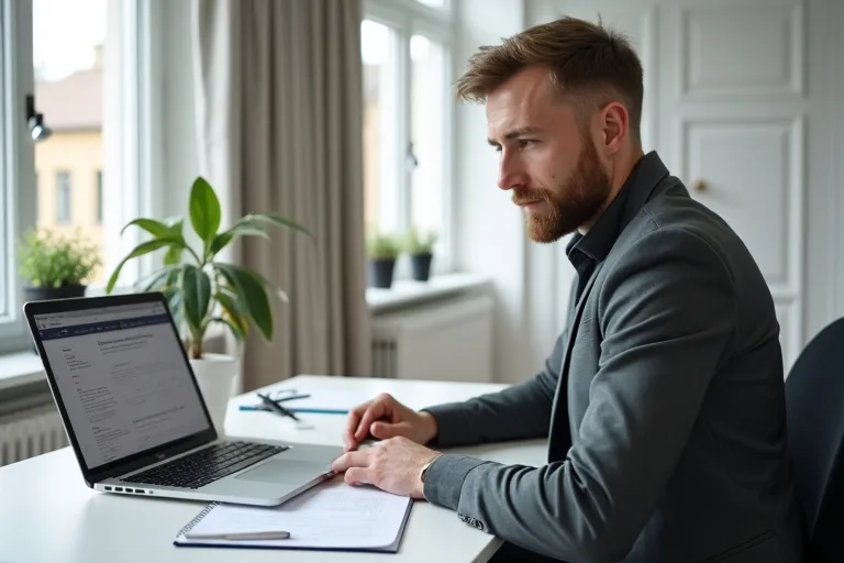 En jobbsökande man funderar på hur han ska formulera sitt löneanspråk tydligt