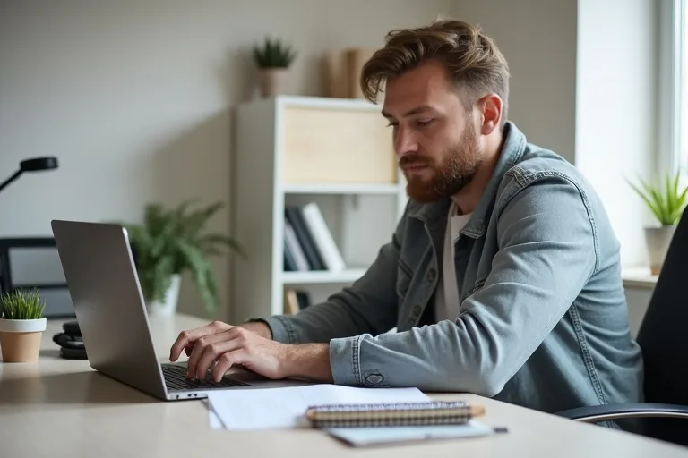 En man skriver ner vilka referenser som är mest relevanta för en tjänst