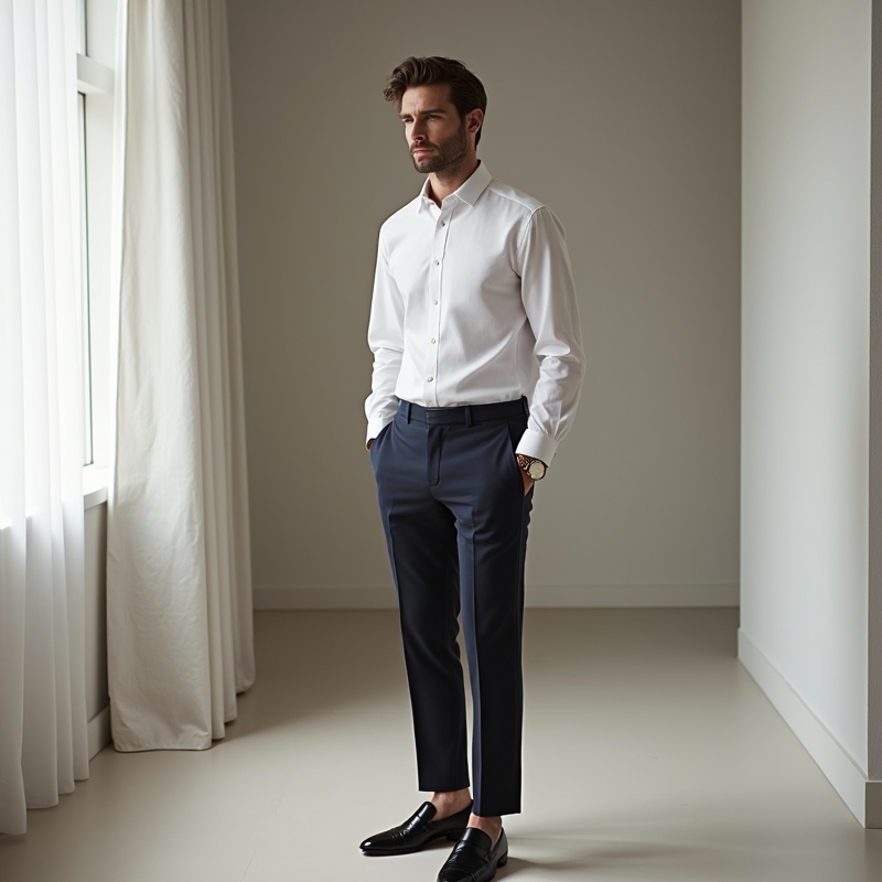 Hem 5 Vit herrskjorta stylad för kontor, dejt och fest i modern miljö