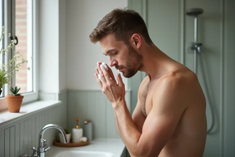 Man väljer en skonsam face wash som passar för daglig ansiktsrengöring