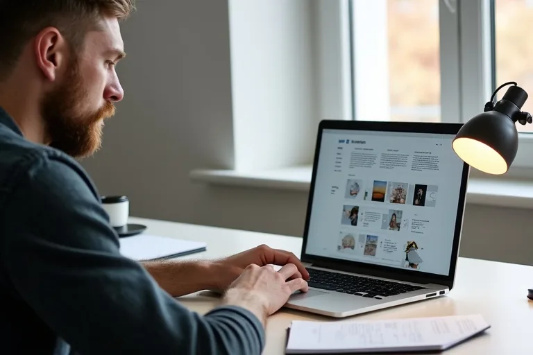 Projektmaterial och laptop för en digital portfolio i jobbansökan