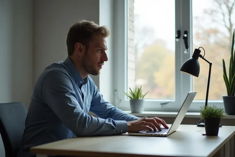 Webbkamera och videolampa som förbättrar intrycket i en videointervju hemma