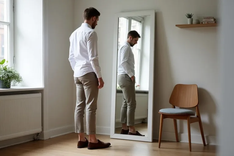 Mäns loafers i vardaglig smart casual-stil med chinos och skjorta